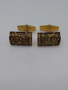 Damascene Rectangular Cufflinks Vintage